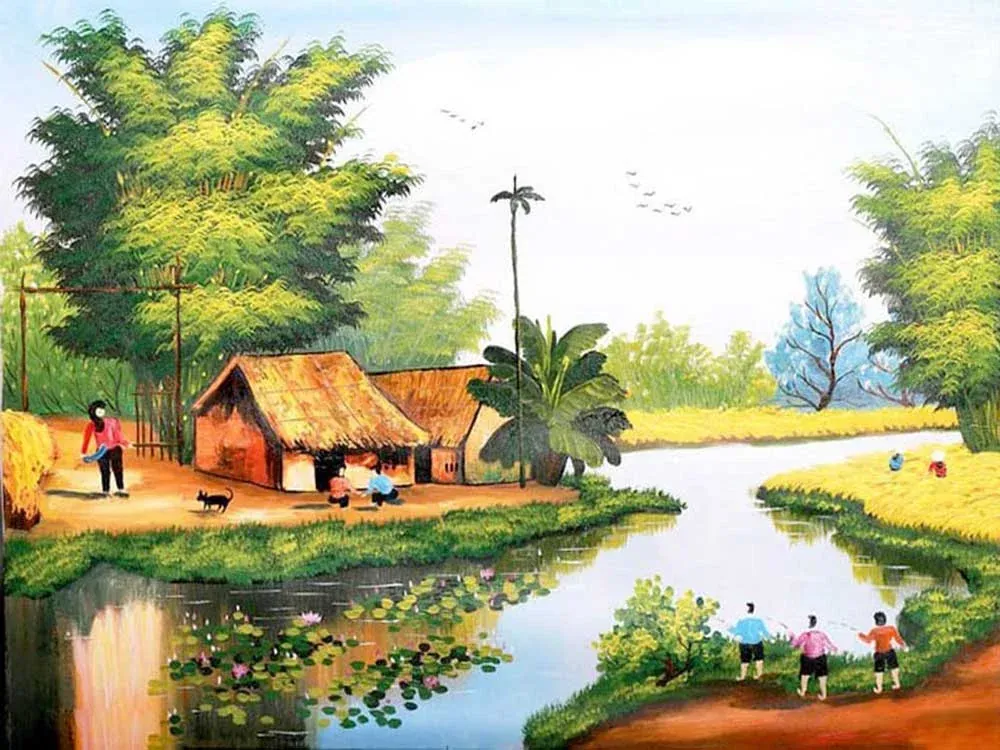 99+ mẫu tranh đồng quê đẹp nhất mang vẻ đẹp bình yên lay động · ảnh 1