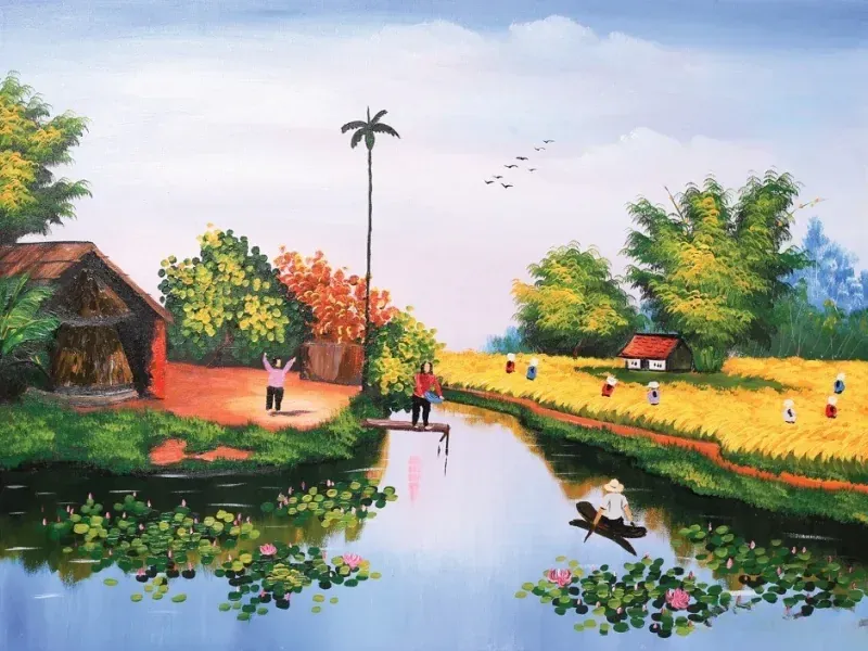 99+ mẫu tranh đồng quê đẹp nhất mang vẻ đẹp bình yên lay động · ảnh 2